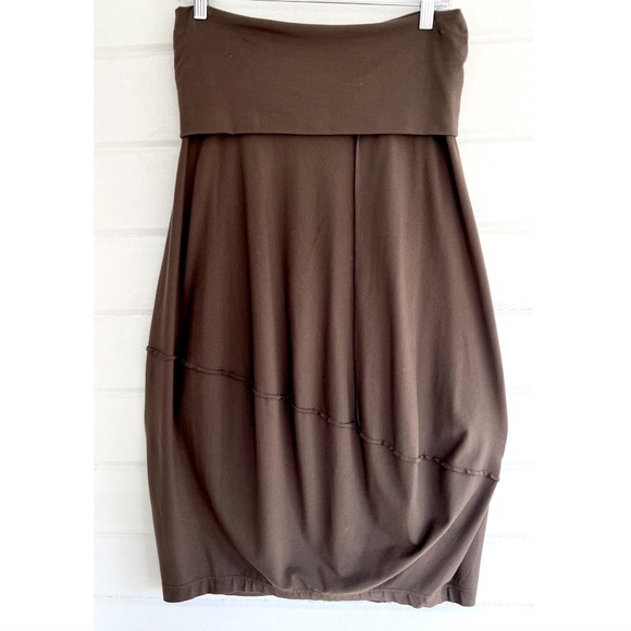 OSKA Viscose Knit Jersey Bubble Tulip Midi Skirt in Chocolate - 1 (US 6/8) - Picture 2 of 6